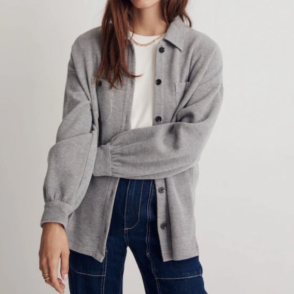Madewell Women’s Double Faced Shirt Jacket Button Up Shacket Medium Grey size S